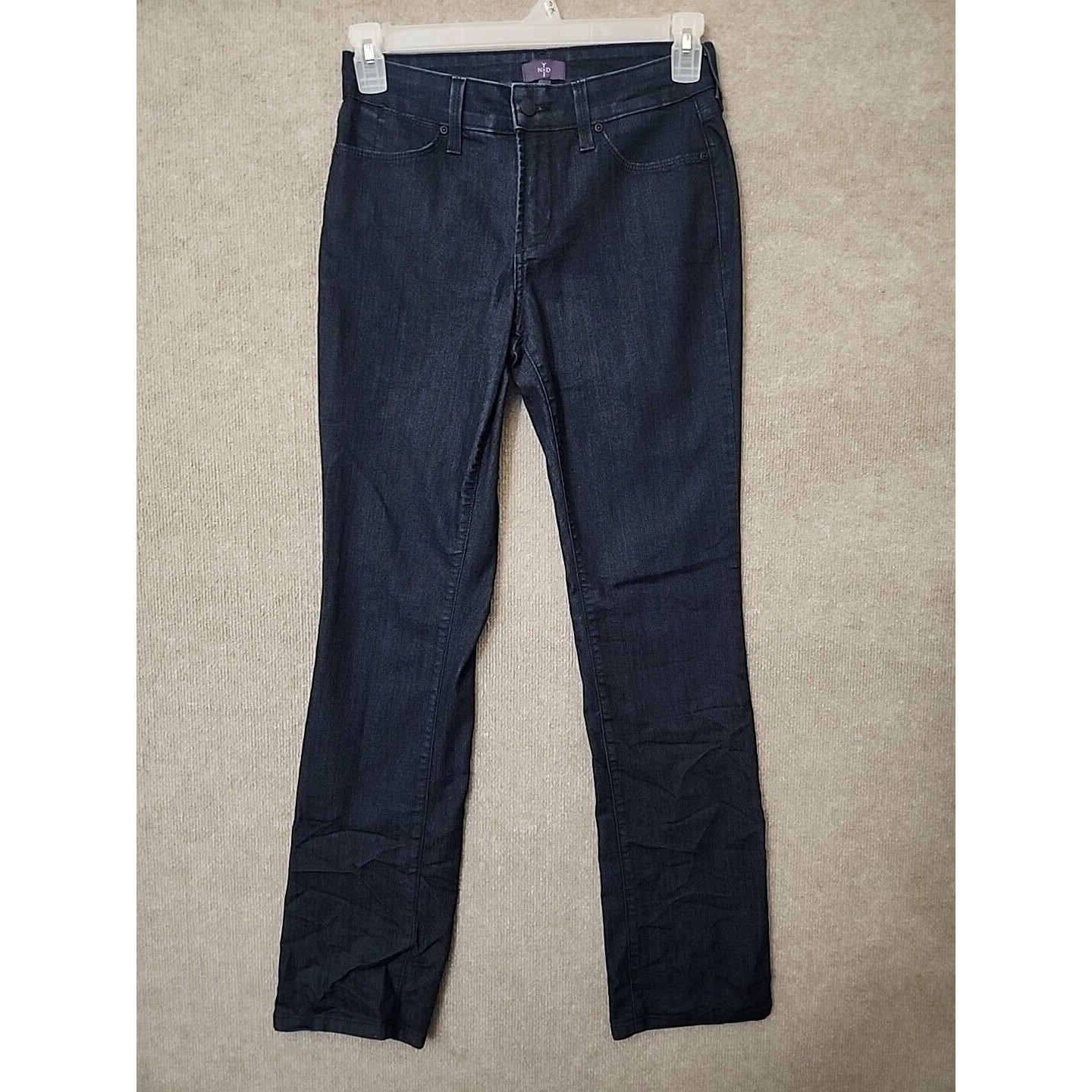Nydj Marilyn Straight Jeans Womens 4 Blue Dark Wash Stretch Slimming Lift Tuck